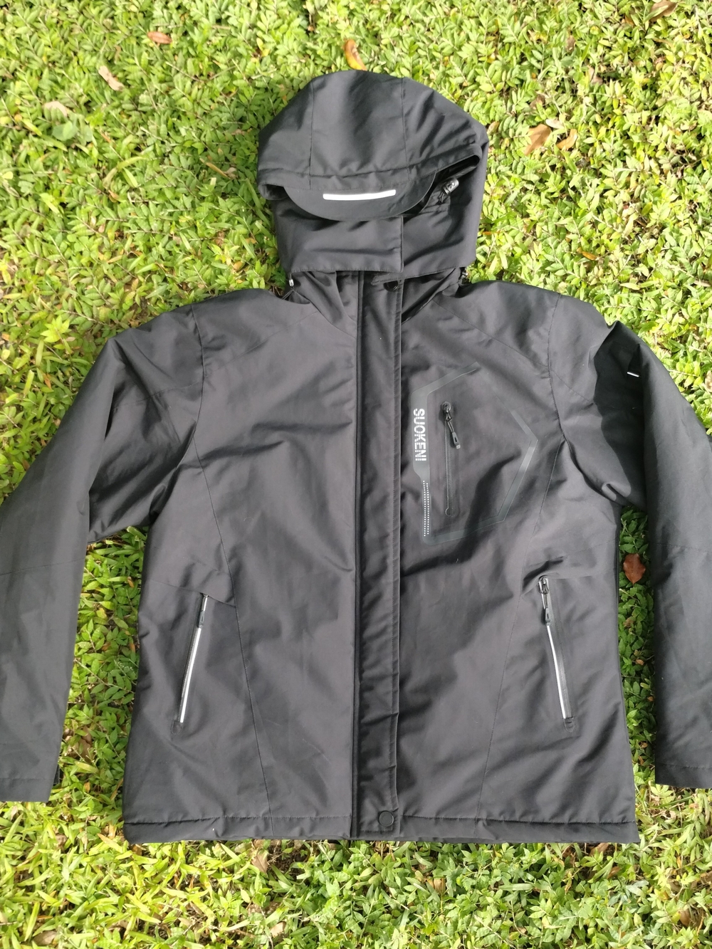 Suokeni Women's Black Hooded Waterproof Breathable Lined Jacket Size L